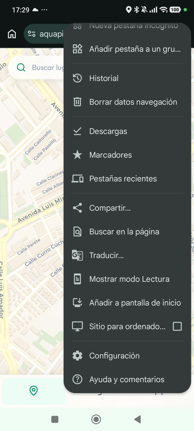 Opción Añadir a pantalla de inicio en Chrome Android